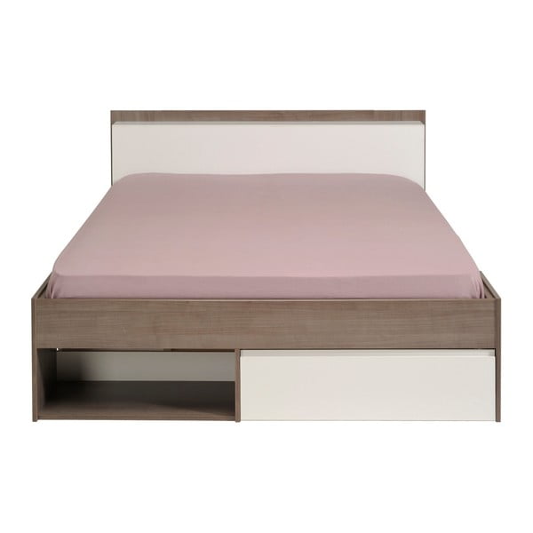 Łóżko 2-osobowe w kolorze orzecha z 3 szufladami Parisot Aubrée, 160x200 cm