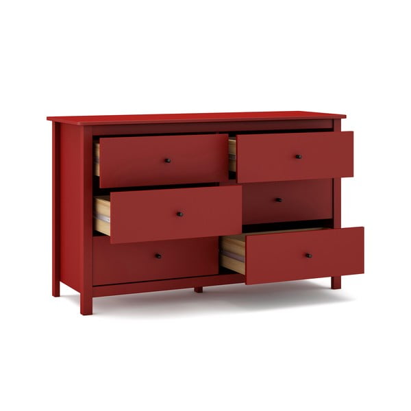 Czerwona niska komoda z drewna sosnowego 130x80 cm Misti – Marckeric-image-4