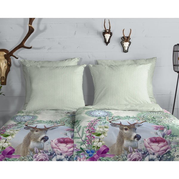 Zielona flanelowa pościel jednoosobowa 140x200 cm Romini – HIP-image-2