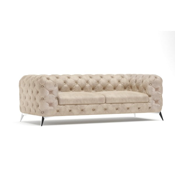 Beżowa aksamitna sofa 225 cm Chelsea – Ropez