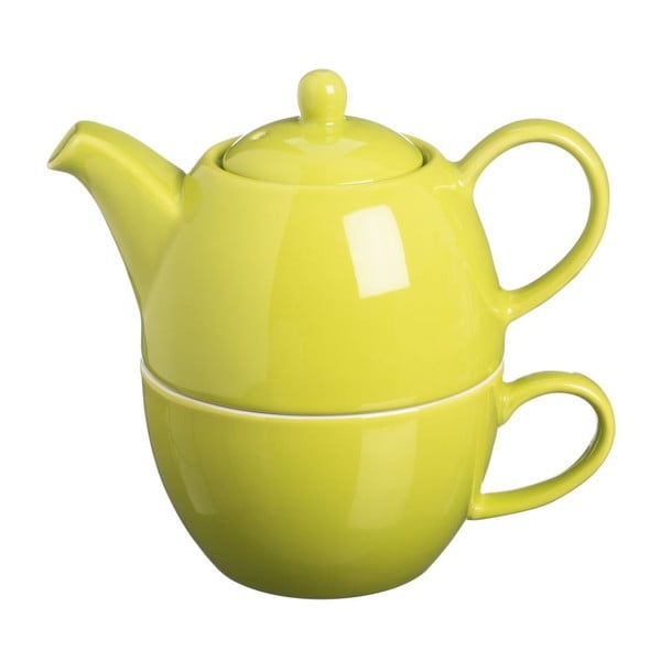 Dzbanek do herbaty z filiżanką Tea For One Bright Green, 400 ml