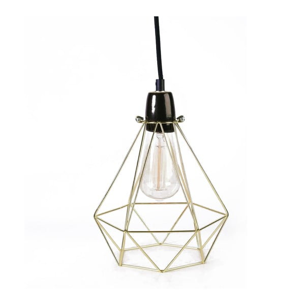 Złota lampa wisząca z czarnym kablem Filament Style Diamond #1