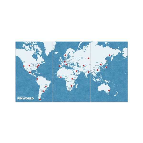 Niebieska ścienna mapa świata Palomar Pin World XL, 198x124 cm-image-3