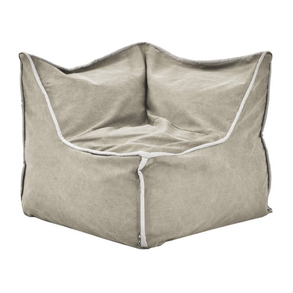 Beżowoszary narożny worek do siedzenia z kremowym wykończeniem Poufomania Funky