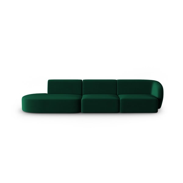 Zielona aksamitna sofa prawostronna 311 cm Paolo – Milo Casa