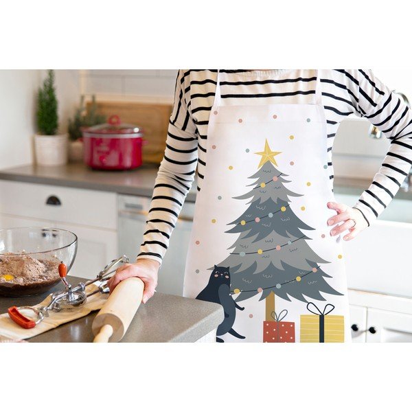 Bawełniany fartuch ze świątecznym motywem Crazy Cat Xmas – Butter Kings-image-1