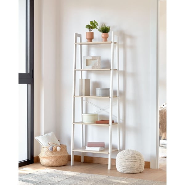 Biało-naturalny regał w dekorze dębu 56x172x32 cm Aarhus – Kave Home-image-1