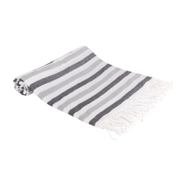 Szary ręcznik kąpielowy tkany ręcznie Ivy's Dilara, 100x180 cm