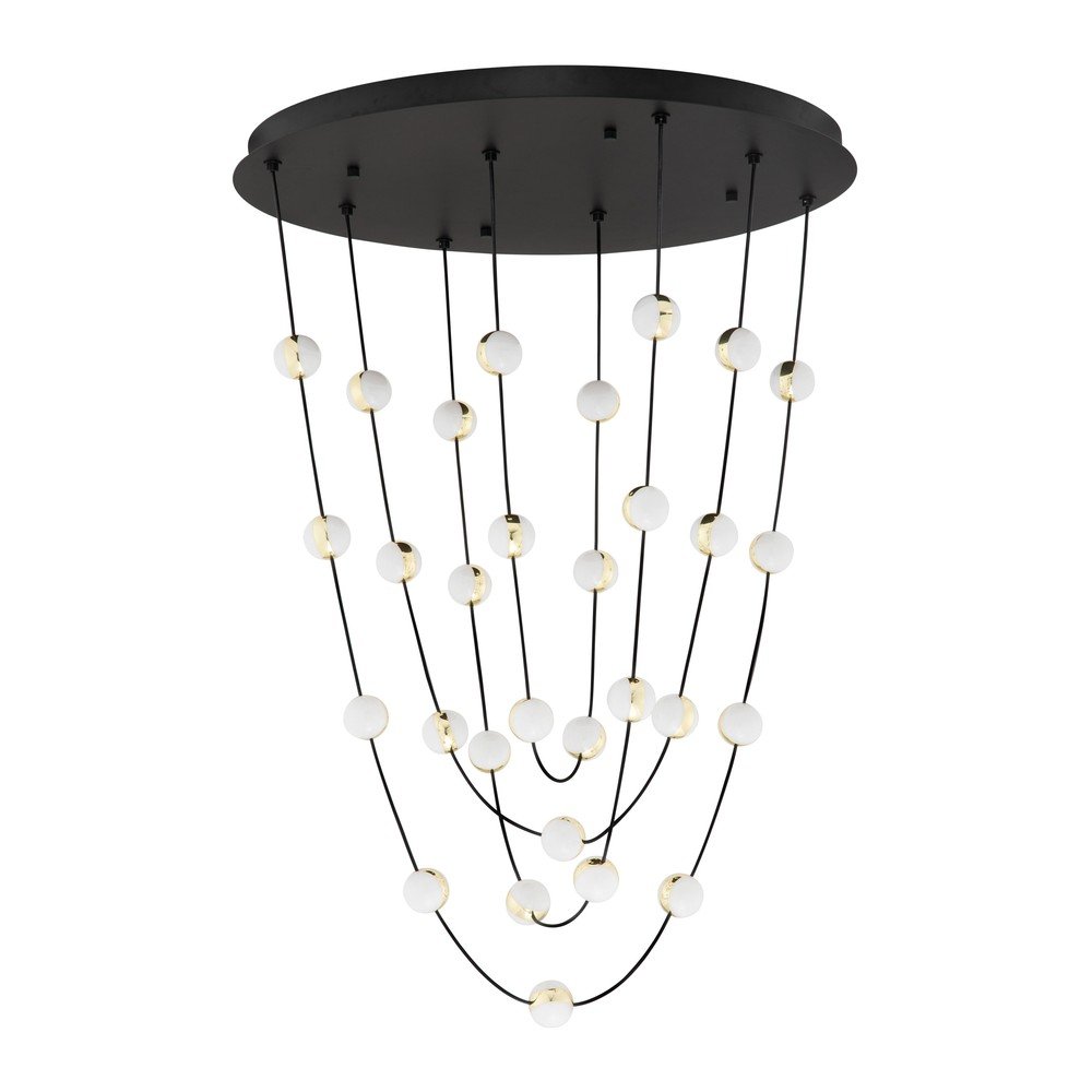 Aluminiowa lampa wisząca LED ze ściemniaczem w kolorze matowej czerni z kloszem ze szkła akrylowego ø 84 cm Alcinoe – Nova Luce