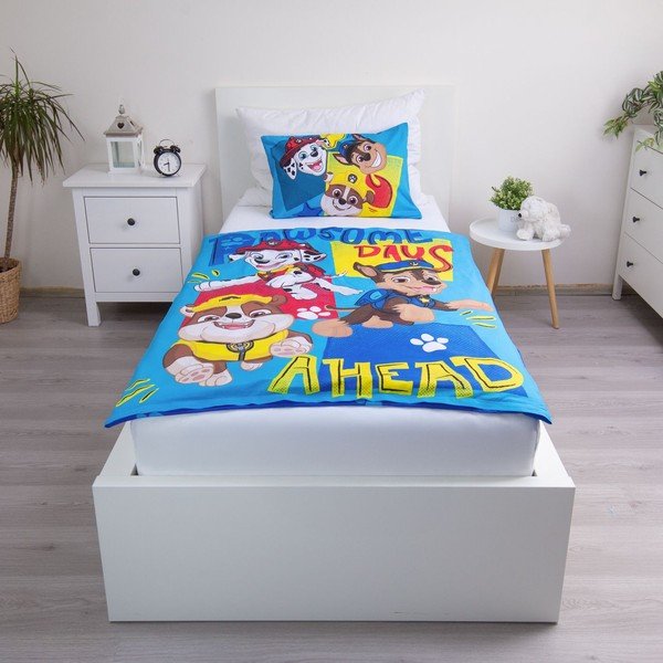 Niebieska bawełniana pościel dziecięca do łóżeczka 100x135 cm Paw Patrol "Pawsome days ahead" – Jerry Fabrics-image-1