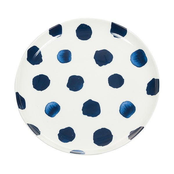 Niebiesko-biały talerz porcelanowySantiago Pons Dotty, ⌀ 21 cm 