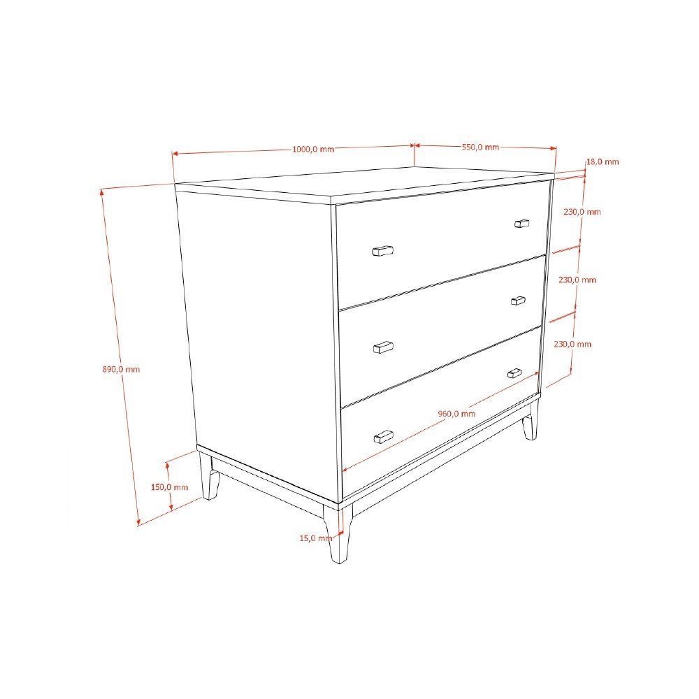 Komoda w dekorze orzecha w ciemnym naturalnym kolorze 100x89x55 cm Ilyas – Vipack (zdjęcie 3)