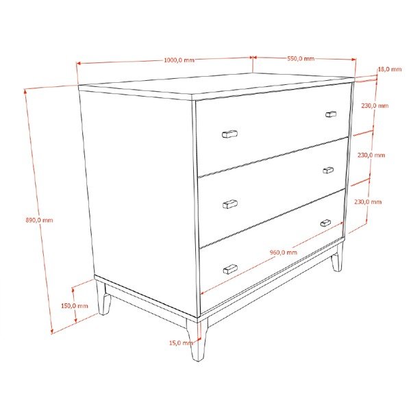 Komoda w dekorze orzecha w ciemnym naturalnym kolorze 100x89x55 cm Ilyas – Vipack-image-2