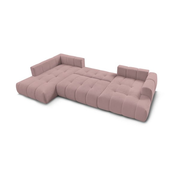 Różowy rozkładany/ze schowkiem narożnik (lewostronny/w kształcie litery U) Fuji – Bobochic Paris-image-4