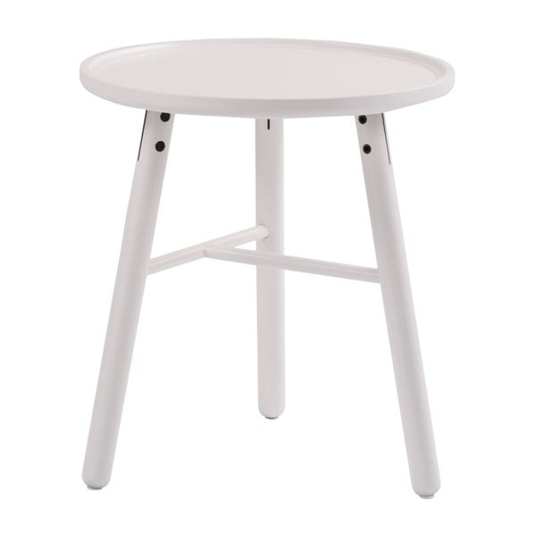Biały stolik z drewna brzozowego Folke Saga, ⌀ 50 cm