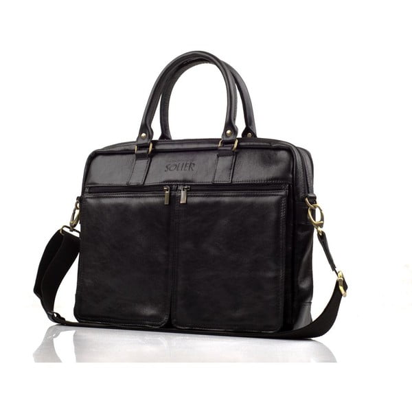 Męska torba skórzana Solier SL01 Black-image-1