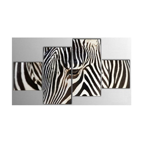 Czteroczęściowy obraz Zebra, 50x100 cm