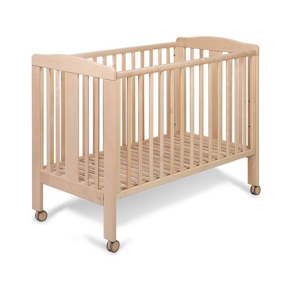 Łóżeczko drewniane na kółeczkach z regulowanym bokiem YappyKids Qu, 120x60 cm-image-4