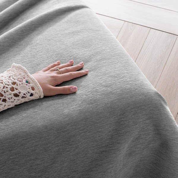 Szara narzuta z szenilu 220x240 cm Talo – Filumi-image-3