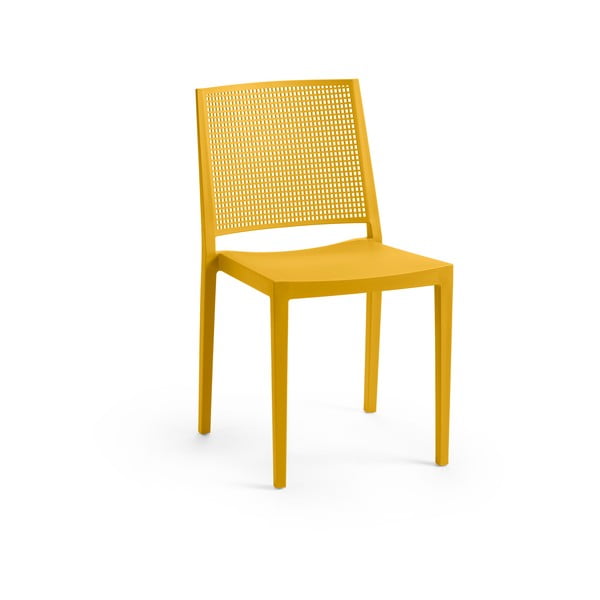 Żółte plastikowe krzesło ogrodowe Grid – Rojaplast