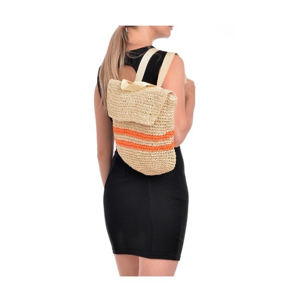 Damski słomiany plecak Mangotti Bags Orange-image-2