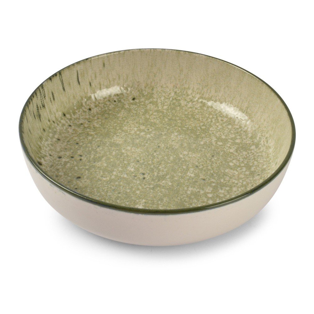 Zielony/kremowy głęboki kamionkowy talerz ø 18,5 cm Gravel – ONA