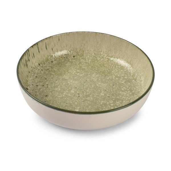Zielony/kremowy głęboki kamionkowy talerz ø 18,5 cm Gravel – ONA
