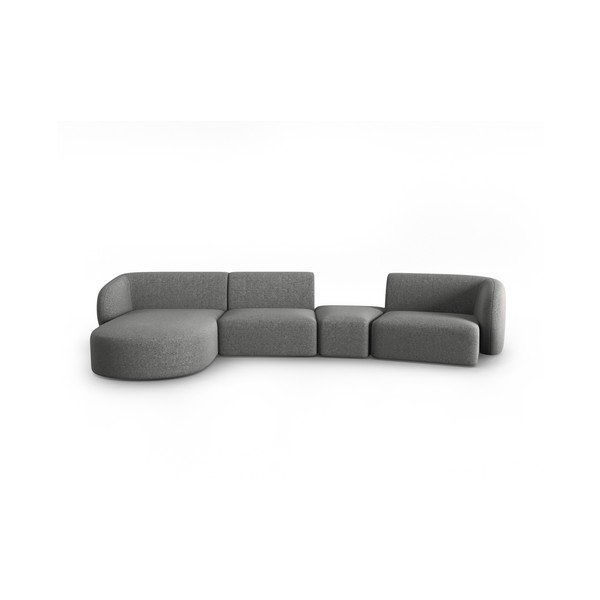 Szary narożnik z tkaniny szenilowej (lewostronny/z szezlongiem) Paolo – Milo Casa