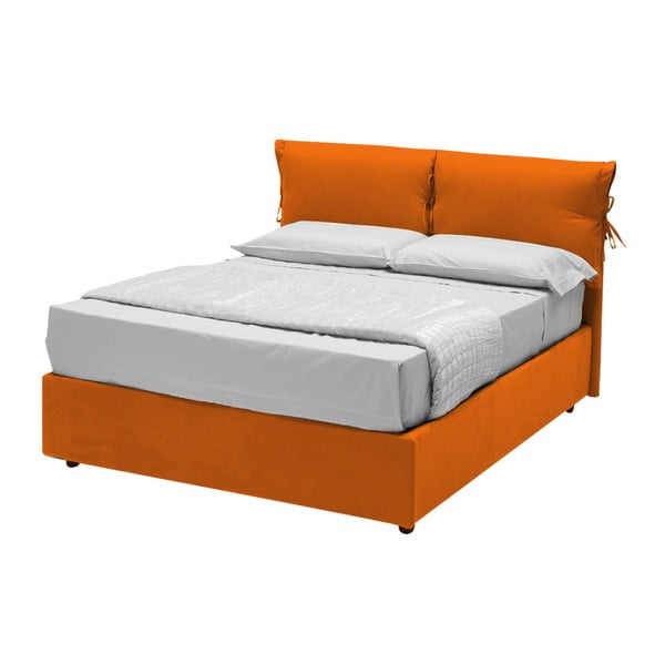 Pomarańczowe łóżko jednoosobowe ze schowkiem 13Casa Iris, 120x190 cm
