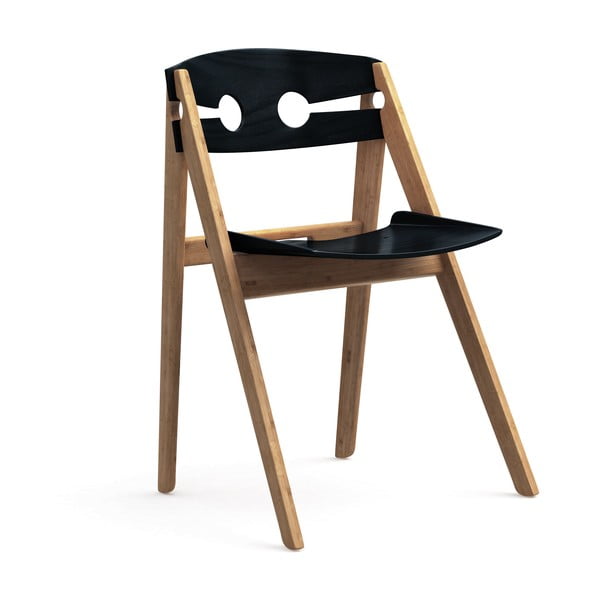 Czarne krzesło do jadalni z bambusową konstrukcją We Do Wood
