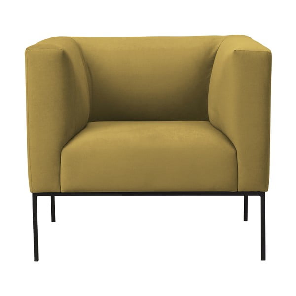 Żółty fotel z metalowymi nogami Windsor & Co Sofas Neptune