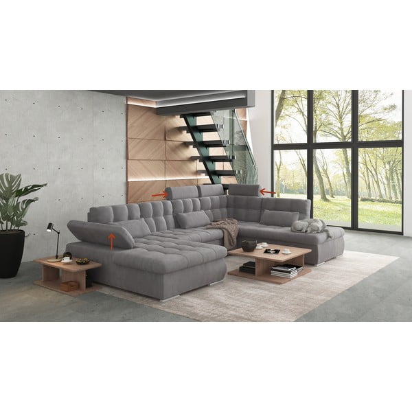 Szary rozkładany narożnik ze schowkiem (prawostronny/w kształcie litery U) Merkur – Ropez-image-1