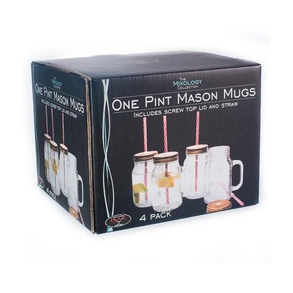 Komplet 4 szklanek Original Products Mason, 620 ml-image-3