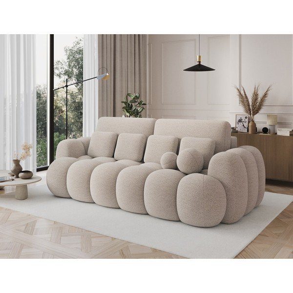 Beżowa rozkładana sofa z materiału bouclé 256 cm Cotonn – ELTAP-image-3