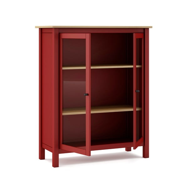 Czerwono-naturalna witryna z drewna sosnowego 90x110 cm Misti – Marckeric-image-3