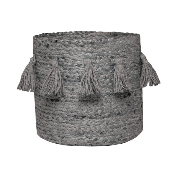 Szary koszyk tkany ręcznie z włókien konopnych Nattiot, Ø 30 cm