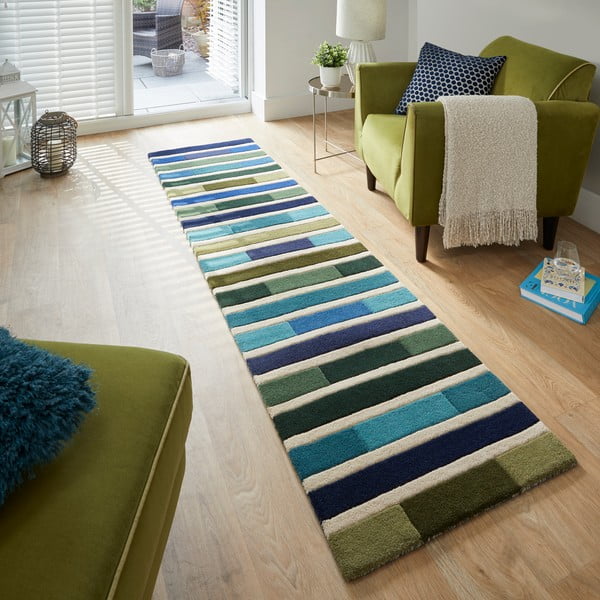 Zielony dywan wełniany 230x60 cm Piano – Flair Rugs-image-1