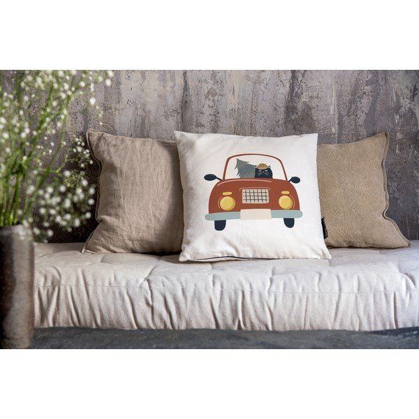 Poszewka na poduszkę ze świątecznym motywem 45x45 cm Cat Driver – Butter Kings-image-1
