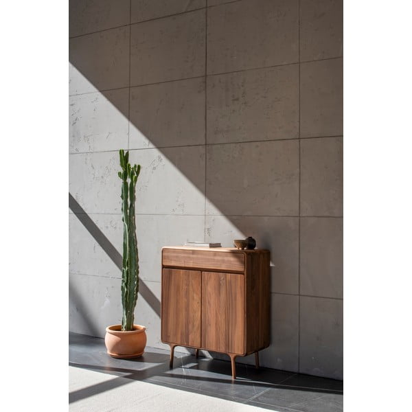 Brązowa komoda z litego drewna orzechowego 90x110x45 cm Fawn – Gazzda-image-1