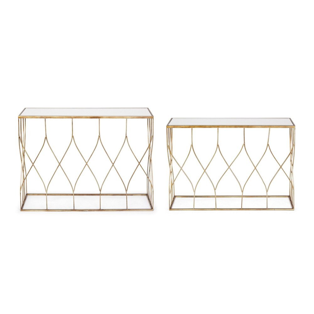 Konsole ze szklanym blatem w kolorze złota zestaw 2 szt. 33x104 cm Elenor – Bizzotto (zdjęcie 4)