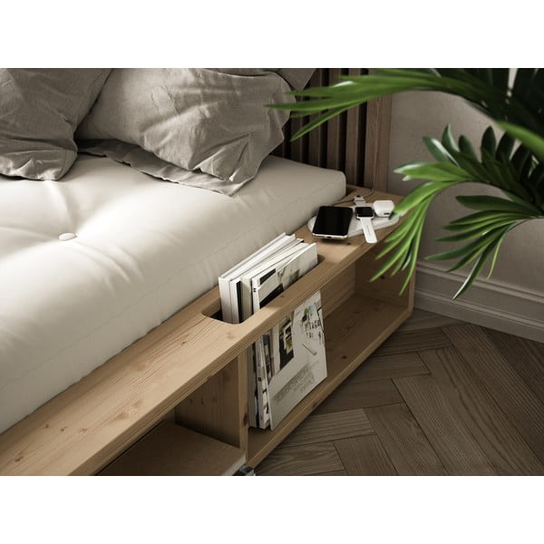 Łóżko dwuosobowe z litego drewna z futonem Comfort i tatami Karup Design Ziggy, 140x200 cm-image-1
