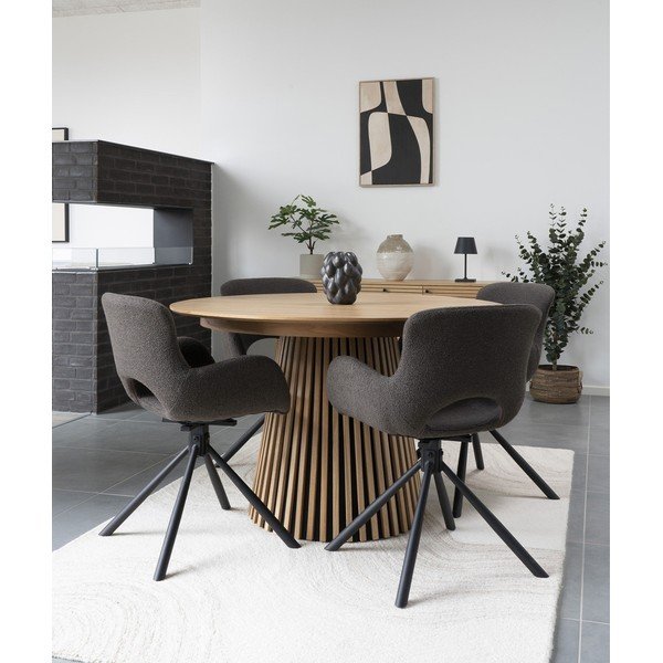 Brązowe tapicerowane fotele jadalniane zestaw z podłokietnikami 2 szt. Amorim – House Nordic-image-1