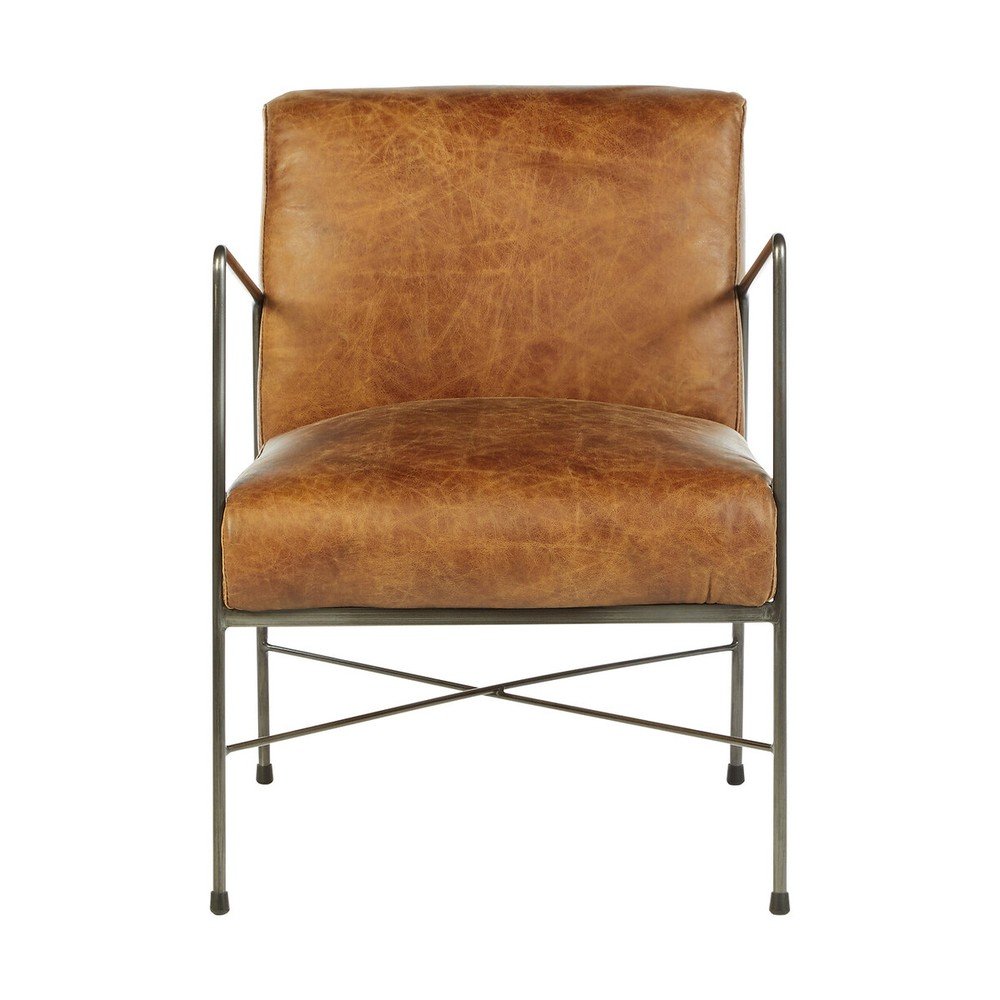 Brązowy skórzany fotel Hoxton – Premier Housewares (zdjęcie 4)