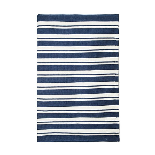 Niebieski bawełniany ręcznie tkany dywan Pipsa Navy Stripes, 200x140 cm