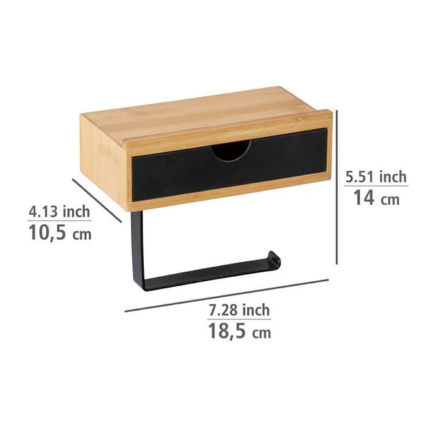 Czarny uchwyt na papier toaletowy z detalem bambusowym Wenko-image-4