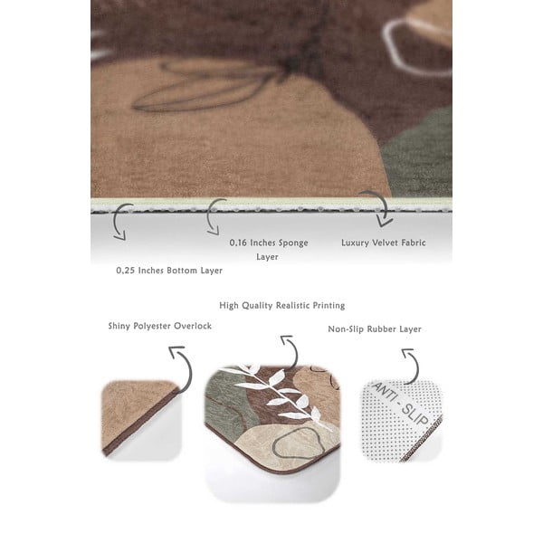 Brązowe aksamitne dywaniki łazienkowe zestaw 2 szt. 60x100 cm Abstract Faces – Mila Home-image-3