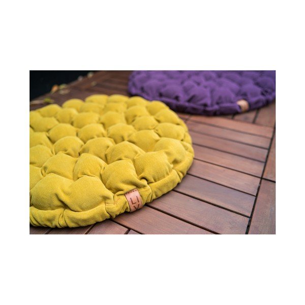 Jasna niebieskoszara poduszka do siedzenia wypełniona piłeczkami do masażu Linda Vrňáková Bloom, Ø 75 cm-image-4