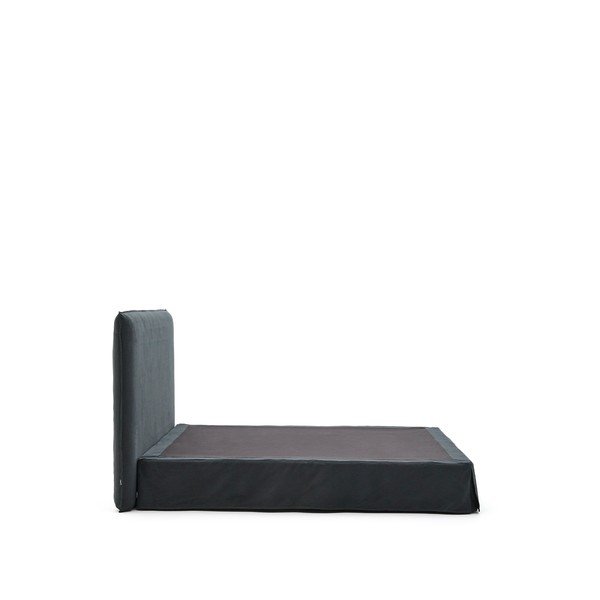 Antracytowe tapicerowane łóżko dwuosobowe 180x200 cm Jaira – Kave Home-image-3