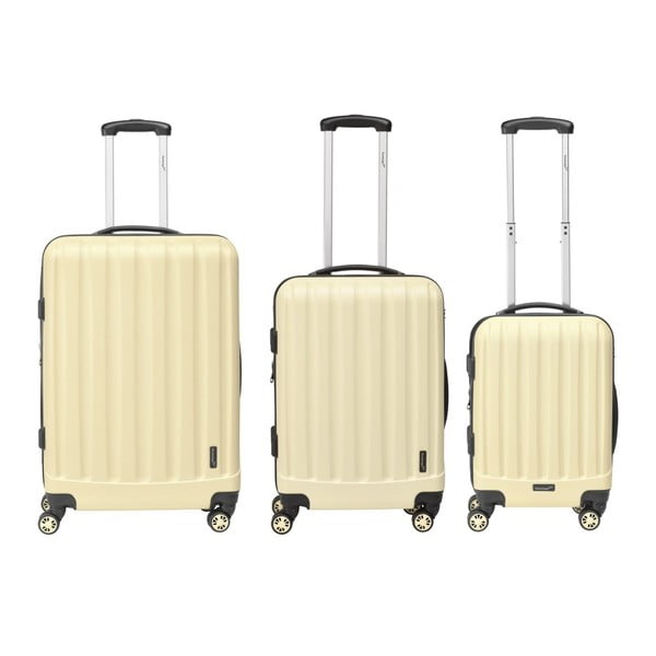 Zestaw 3 kremowych walizek na kółkach Packenger Koffer