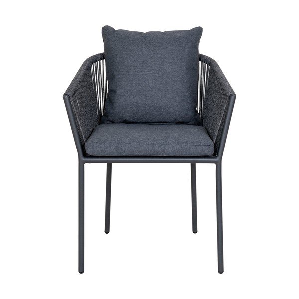 Ciemnoszare metalowe tapicerowane krzesło ogrodowe Salerno – House Nordic-image-2